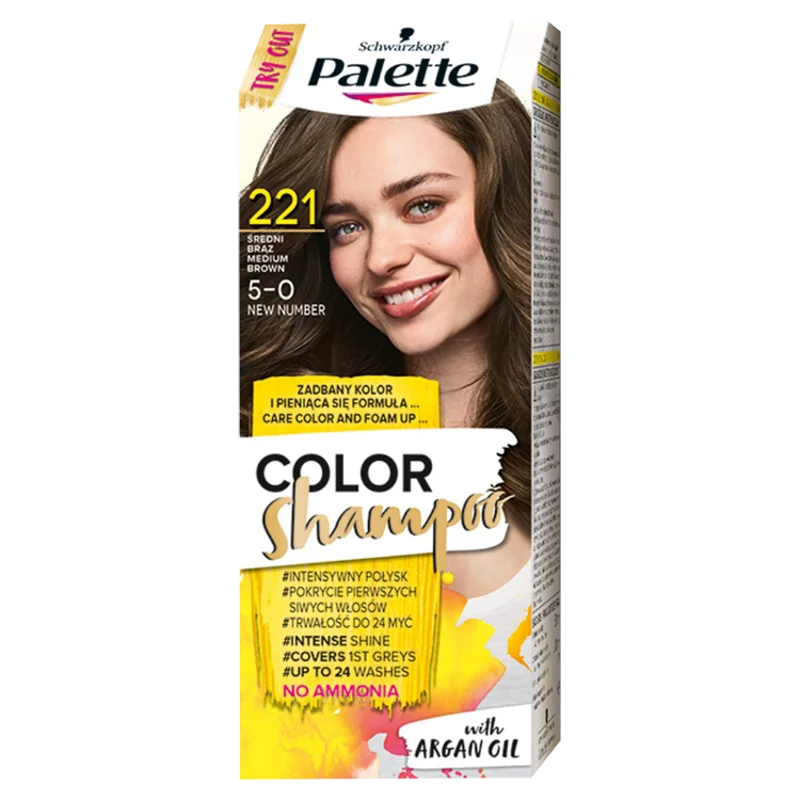 Palette Color Shampoo szampon koloryzujący 221 Średni Brąz, 50 ml