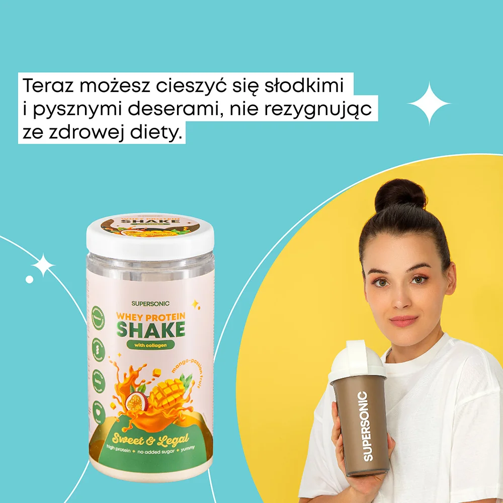 Supersonic koktajl proteinowy z kolagenem o smaku mango z marakują, 16 porcji, 560 g 