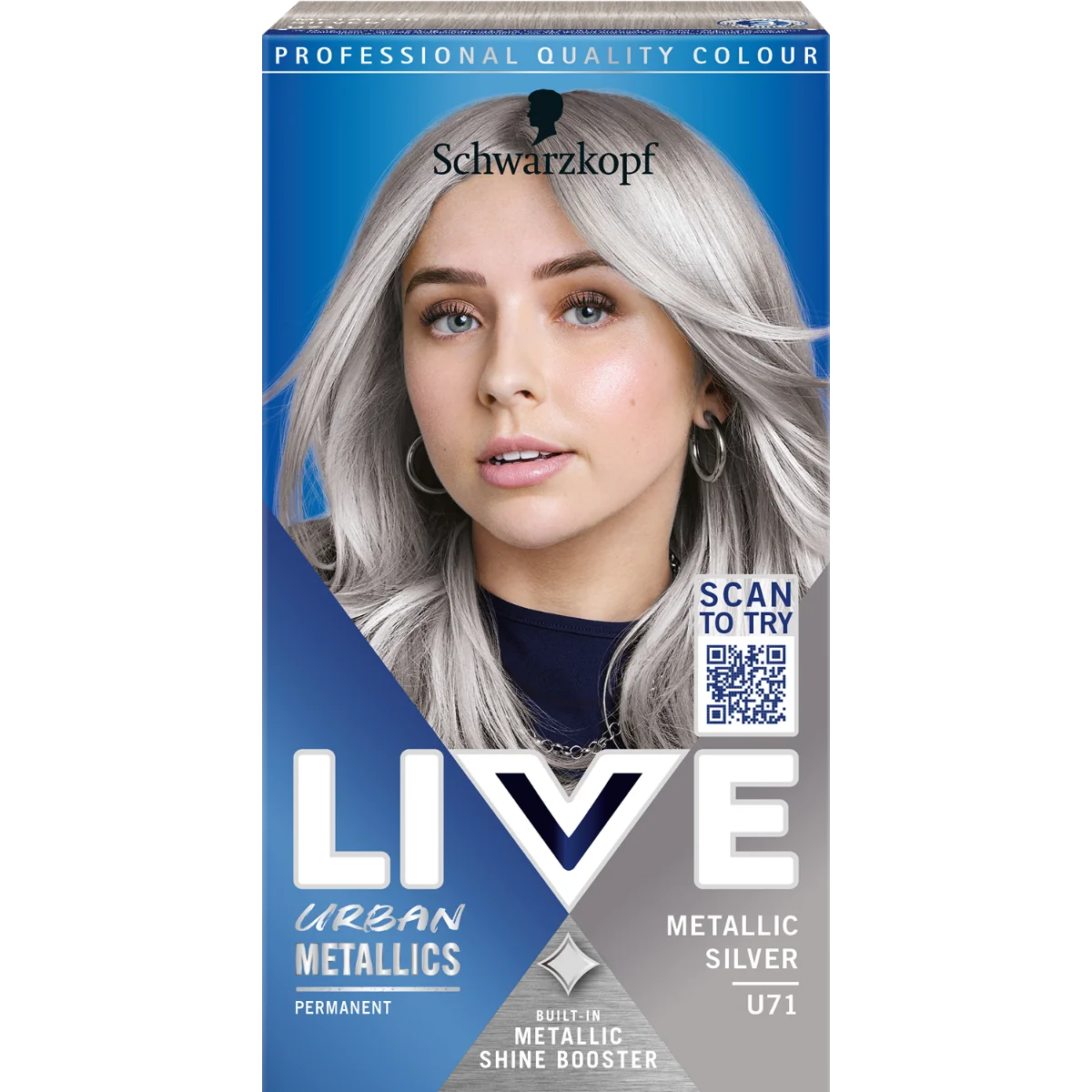 Schwarzkopf Live Urban Metallics farba do włosów U71 Metallic Silver, 1 szt.