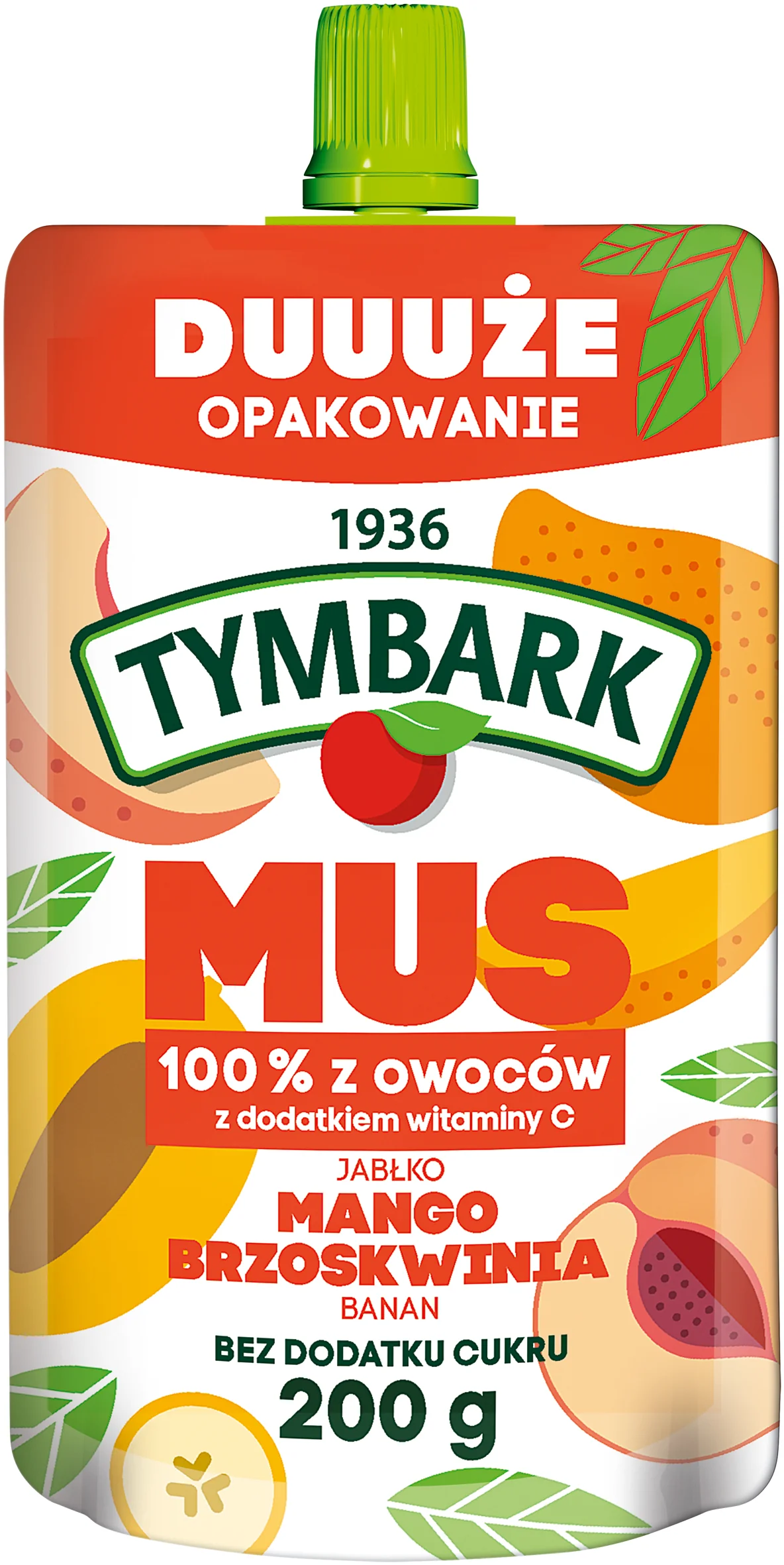 Tymbark mus 100% z owoców, jabłko, mang,o brzoskwinia, banan, 200 g