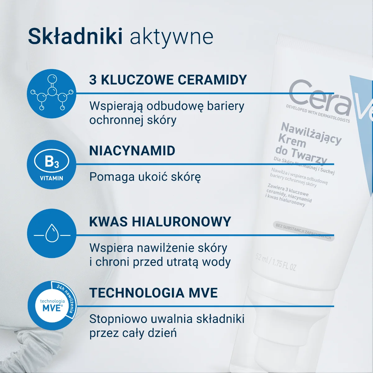 Cerave nawilżający krem do twarzy, 52 ml