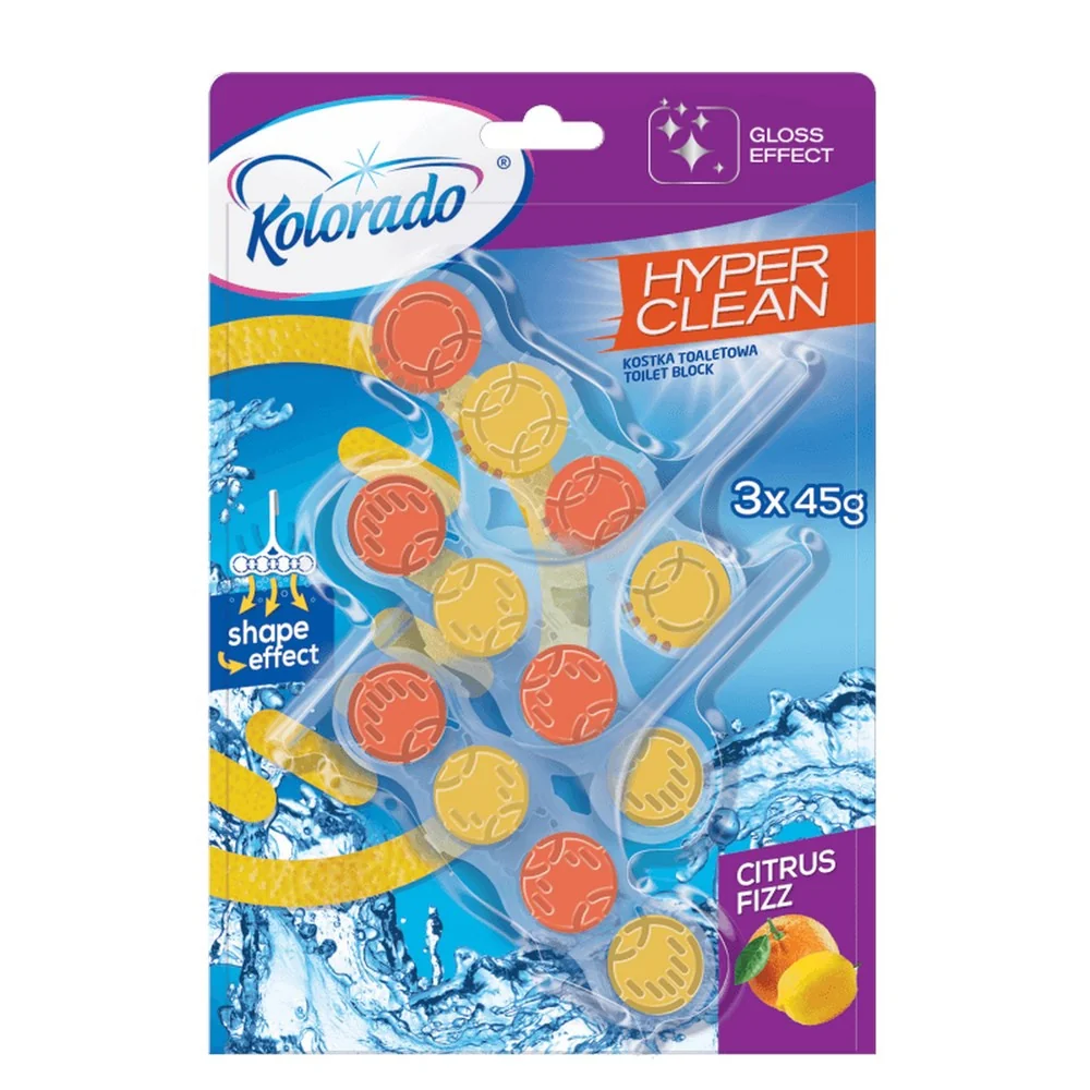 Kolorado Hyper Clean kostka do WC Citrus Fizz, 3 x 45 g