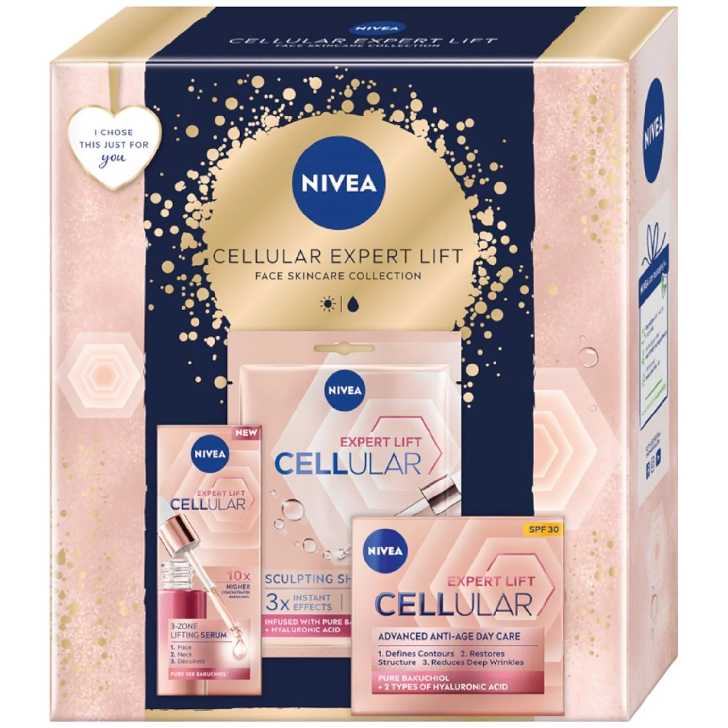 Nivea Cellular Expert Lift serum do twarzy, 30 ml + krem do twarzy na dzień, 50 ml + maska do twarzy w płachcie, 1 szt.