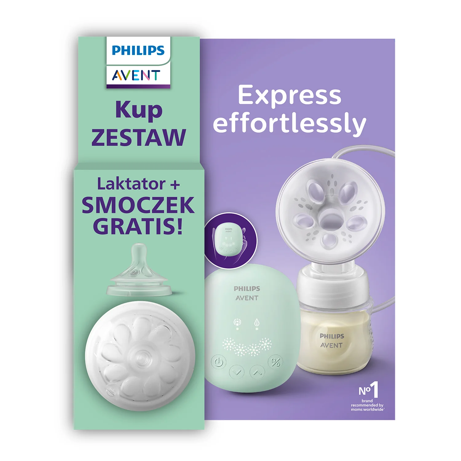 Philips Avent Laktator Mid end  Daisy  SCF323/11 + Smoczek SCY962/01, 1 zestaw