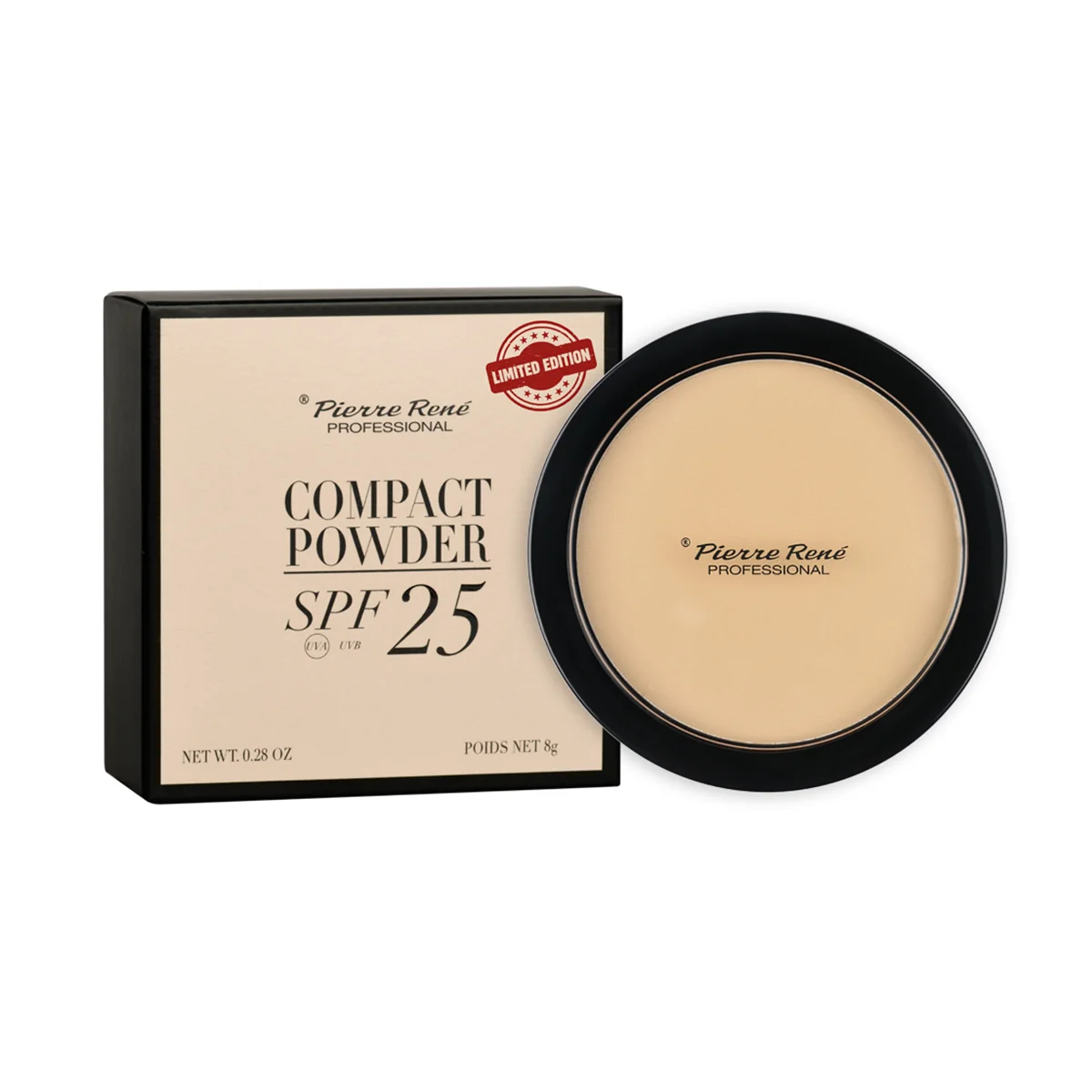 Pierre René Professional Compact Powder puder prasowany SPF 25 nr 102 Warm Ivory, 8 g