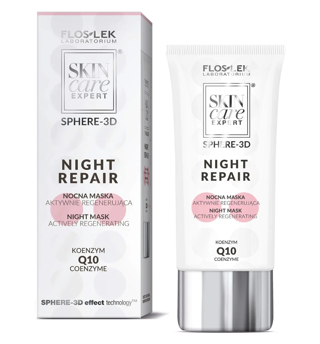 Flos-Lek Skin Care Expert Sphere 3D, Night Repair, nocna maska aktywnie regenerująca z koenzymem Q10, 50 ml