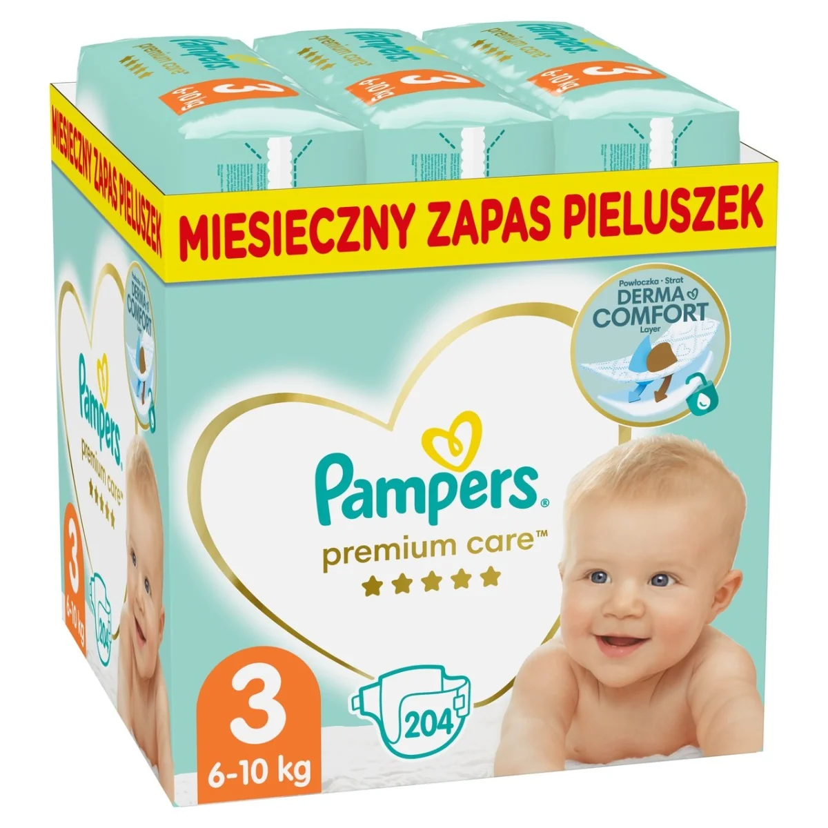 Pampers Premium Care, pieluchy, rozmiar 3, 6-10 kg, 204 sztuki