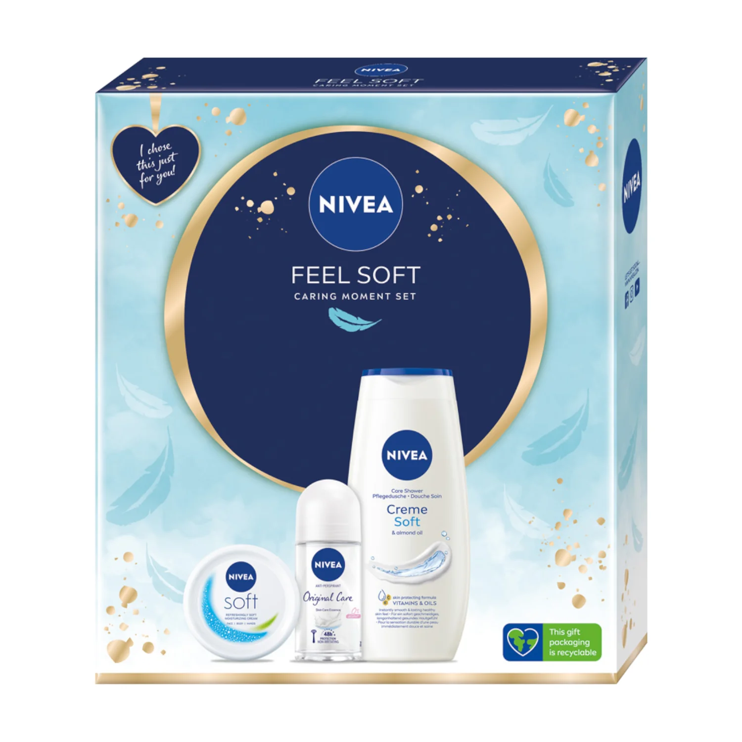 Nivea Feel Soft zestaw antyperspirant, krem, żel 100 ml + 50 ml + 250 ml