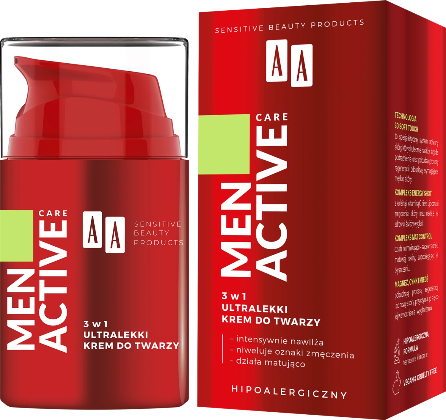 AA MEN Active Care ultralekki krem do twarzy 3w1, 50 ml