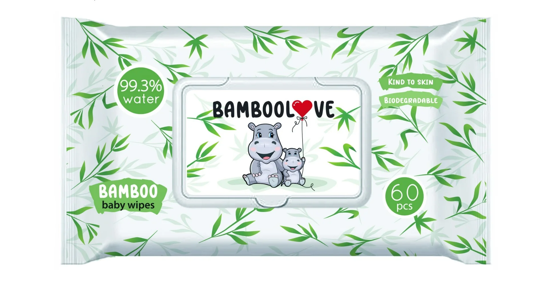 Bamboolove, bambusowe chusteczki nawilżane, 60 szt.