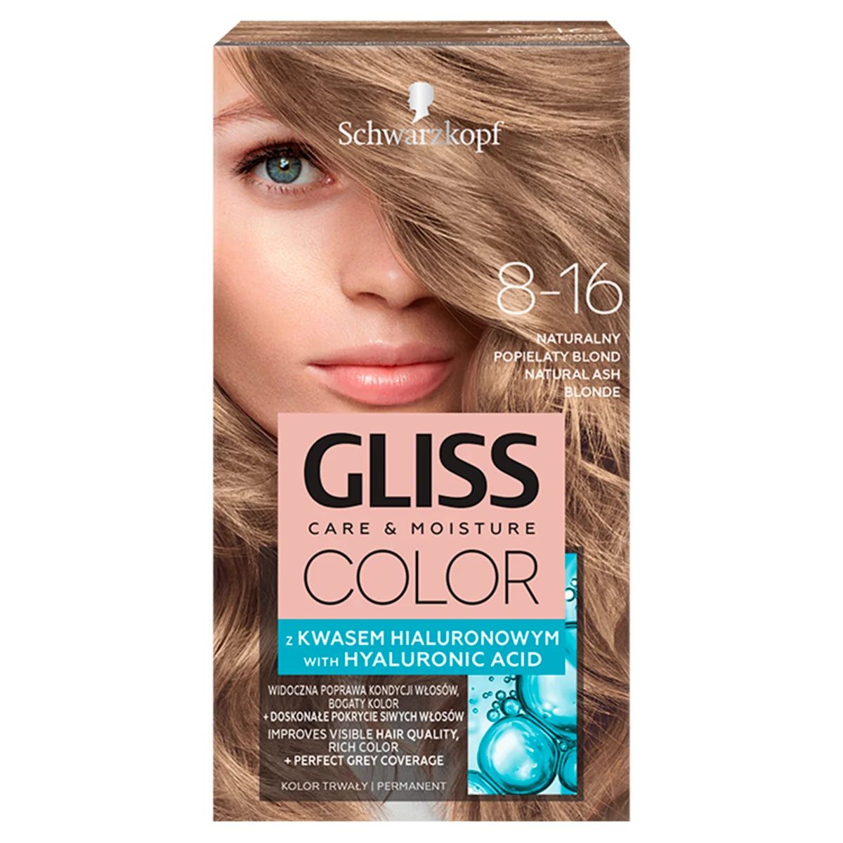 Schwarzkopf Gliss Color Farba do włosów nr 8-16 Naturalny popielaty blond, 1 szt.