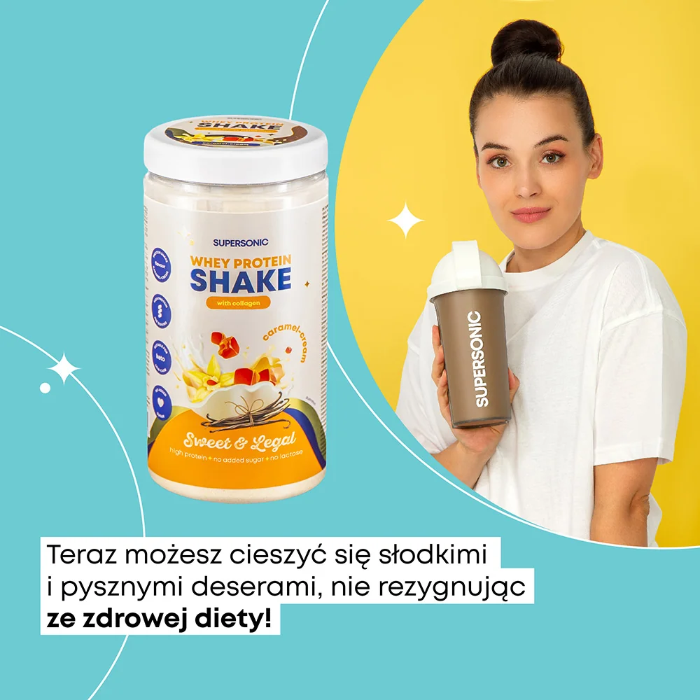 Supersonic koktajl proteinowy z kolagenem  o smaku karmelowo-śmietankowym bez laktozy, 16 porcji, 560 g 