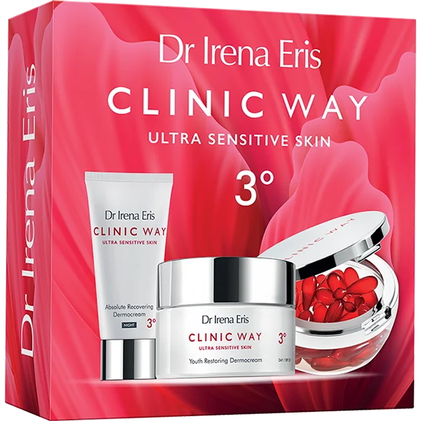 Dr Irena Eris Clinic Way 3° Odmłodzenie zestaw krem na dzień, 50 ml + krem na noc, 50 ml + dermokapsułki rewitalizujące, 30 szt.