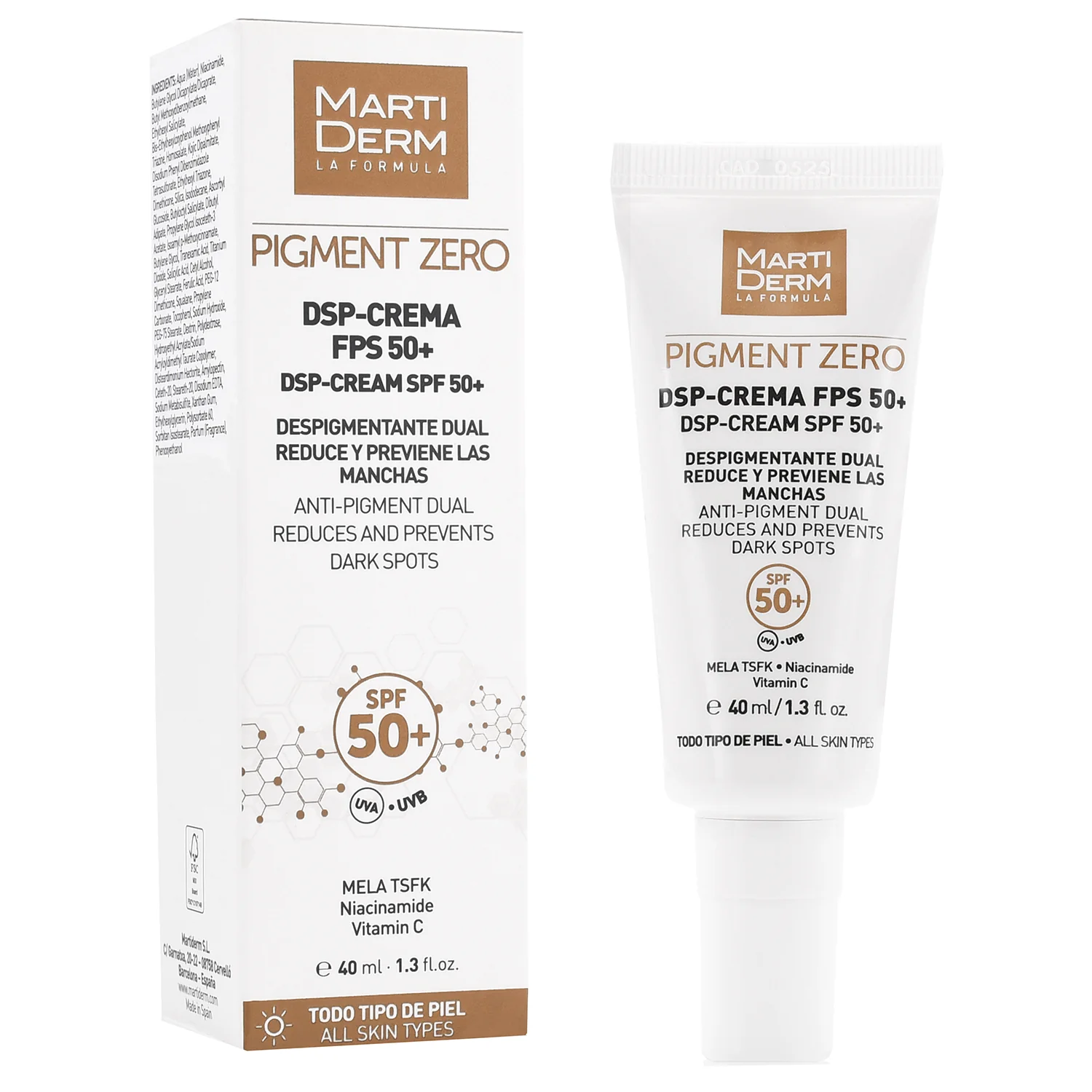 Martiderm Pigment Zero DSP-Cream SPF50+ krem do twarzy, 40 ml