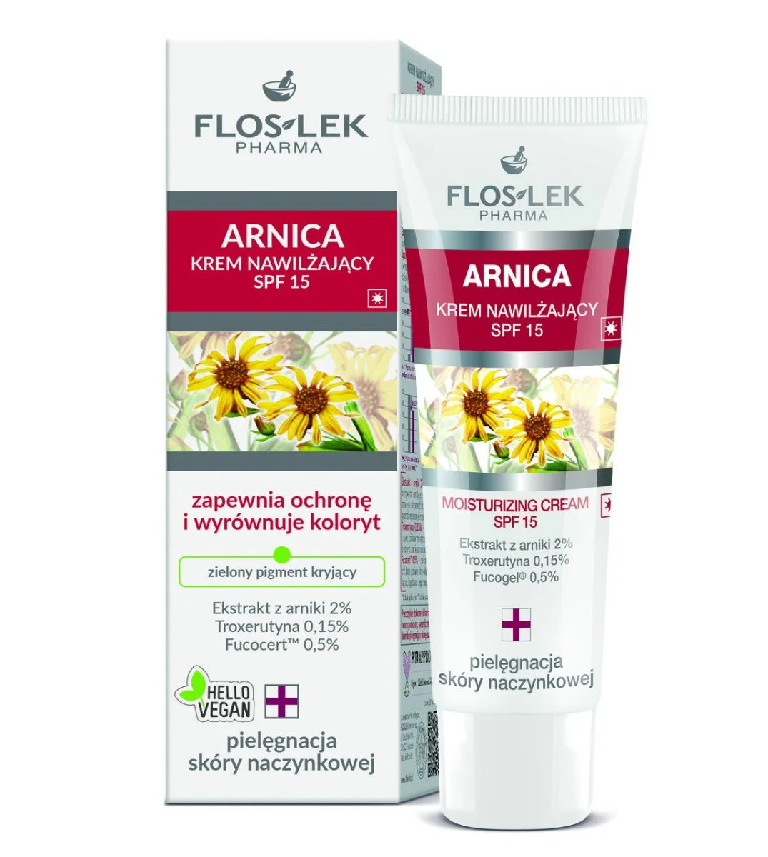 Floslek Arnica, krem nawilżający SPF 15, cera naczynkowa, 50 ml