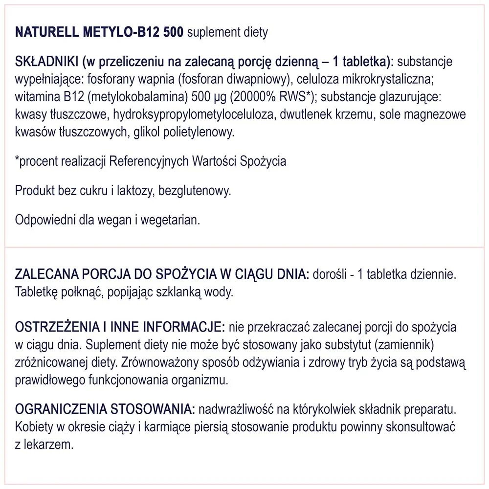 Naturell Metylo-B12 500, 120 tabletek