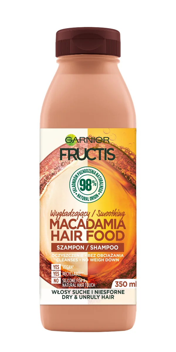 Garnier Fructis Macadamia Hair Food wygładzający szampon do włosów, 350 ml