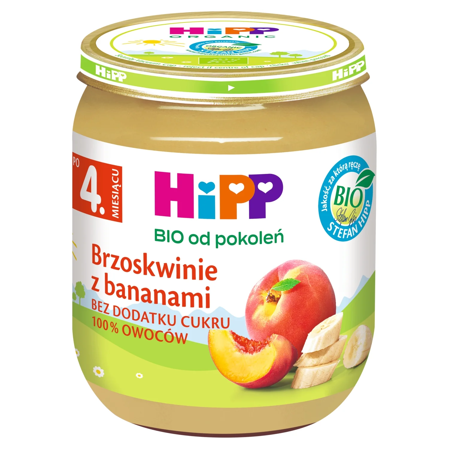 HiPP BIO od pokoleń brzoskwinie z bananami po 4. miesiącu, 125 g