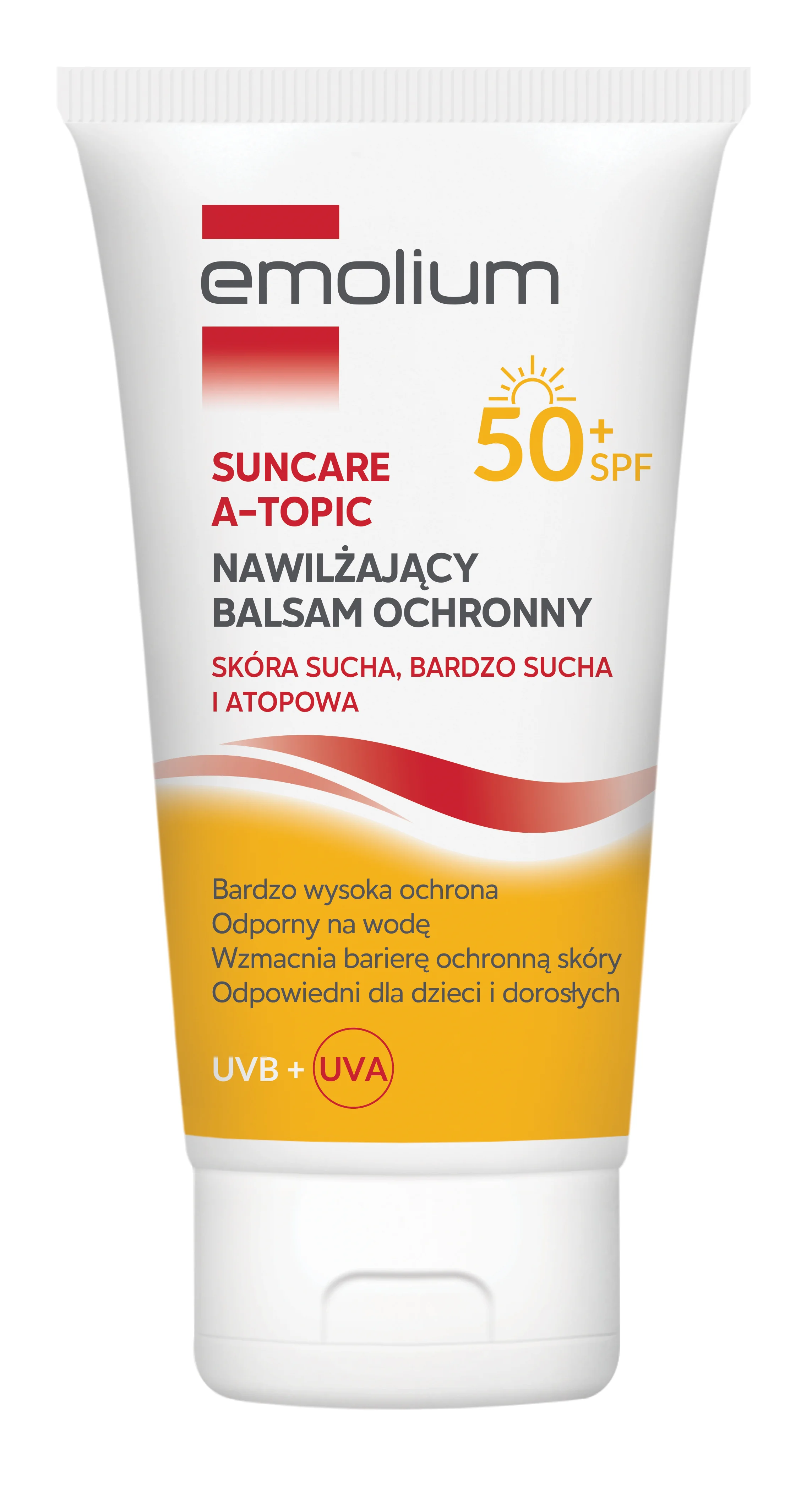 Emolium A-Topic Suncare, balsam nawilżający SPF50+, 150 ml