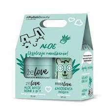 FlosLek Żelove nawilżenie, aloe water bomb 2w1 + FlosLek MistLove, łagodząca mgiełka ogórek, aloes, 50 ml + 95 ml