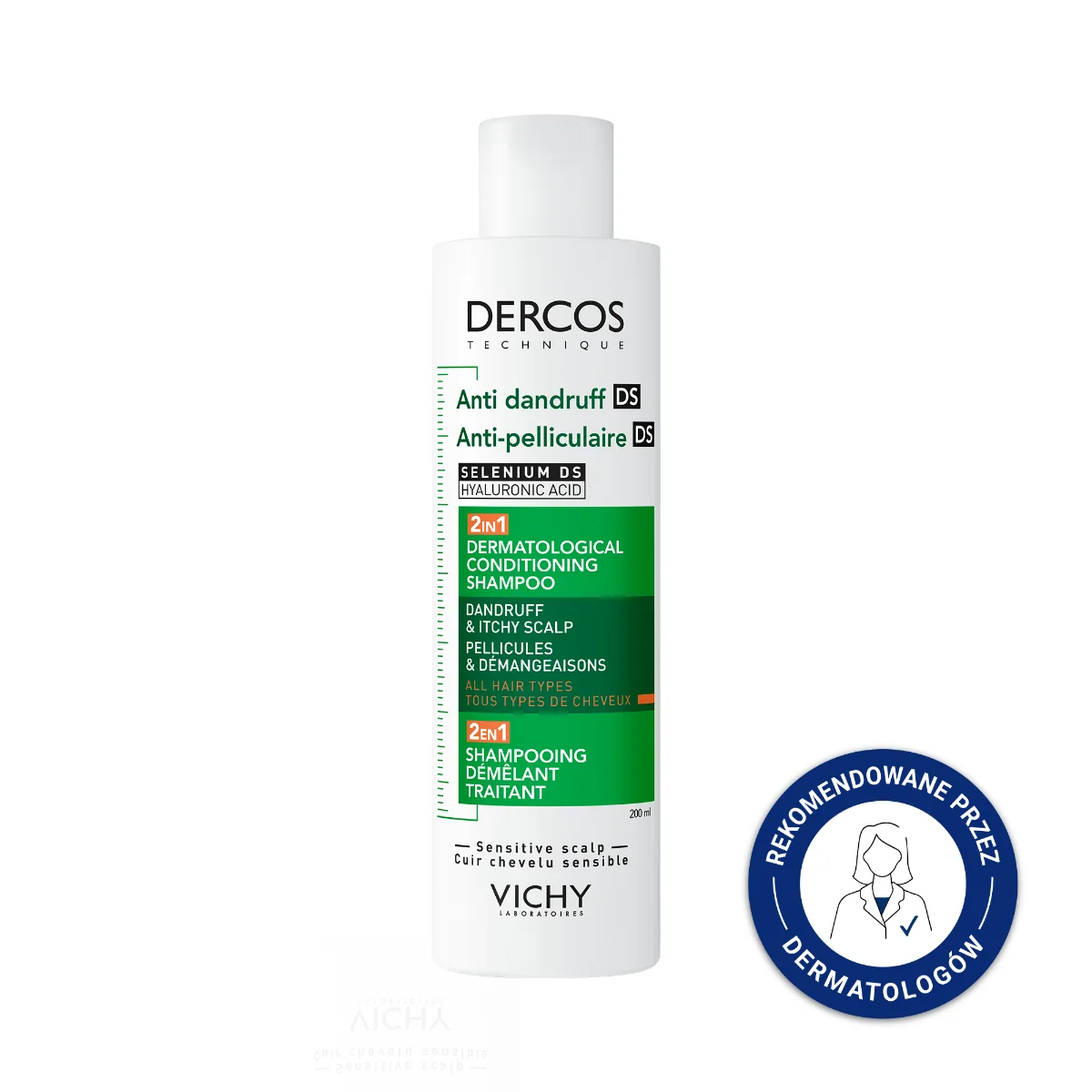 VICHY DERCOS, Szampon Przeciwłupieżowy z odżywką 2w1, 200ml