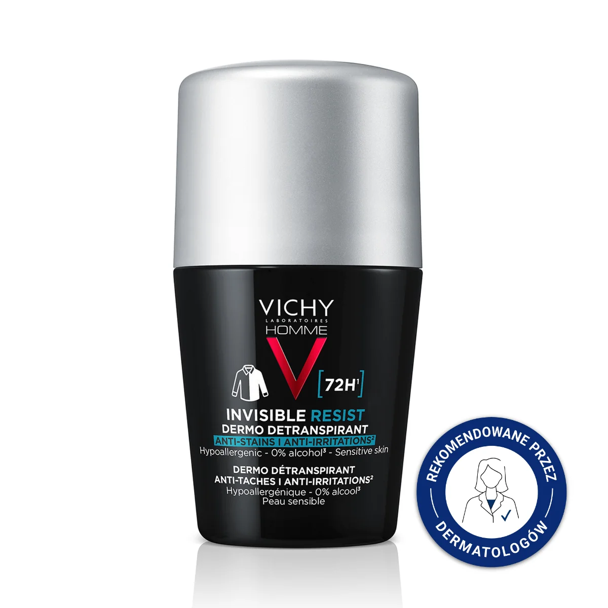 Vichy Homme Invisible Resist, Antyperspirant w kulce przeciw śladom dla mężczyzn 72h, 50ml