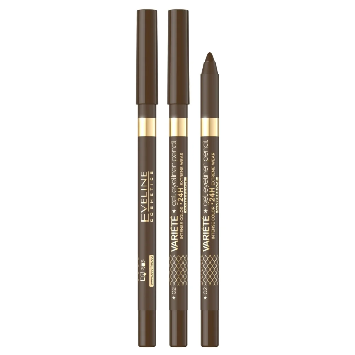 Eveline Cosmetics Variété wodoodporna żelowa kredka do oczu nr 02 brown, 1 szt.