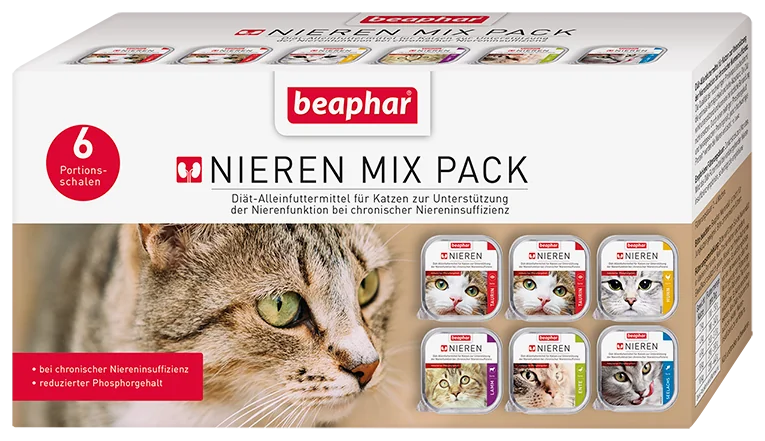 Beaphar Nieren Mix Pack Karma dla kotów z niewydolnością nerek, 6x100 g