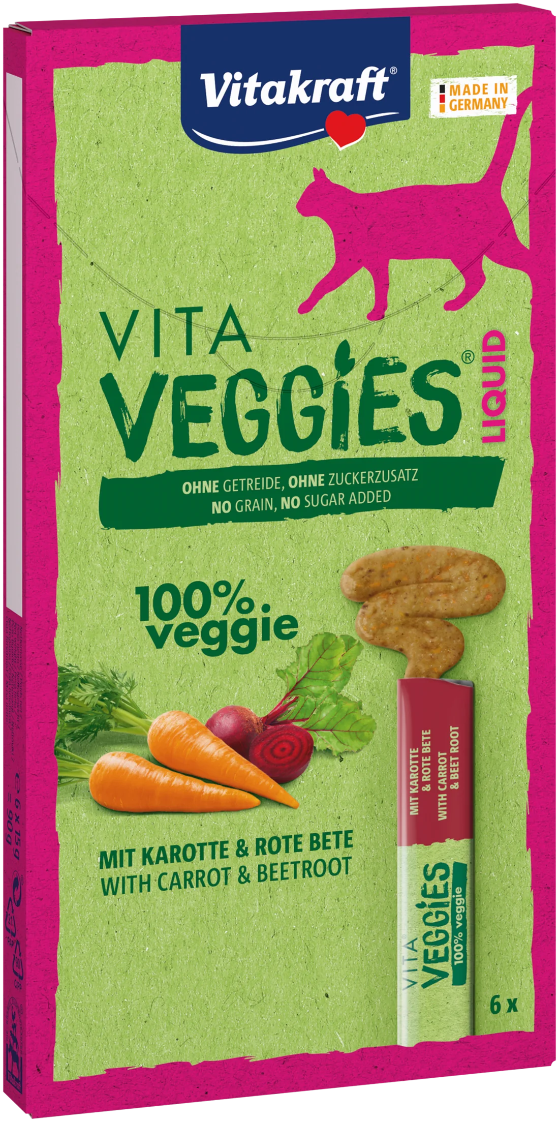 Vitakraft Vita Veggies Liquid mus z marchewki i buraka dla kota, 6x15 g