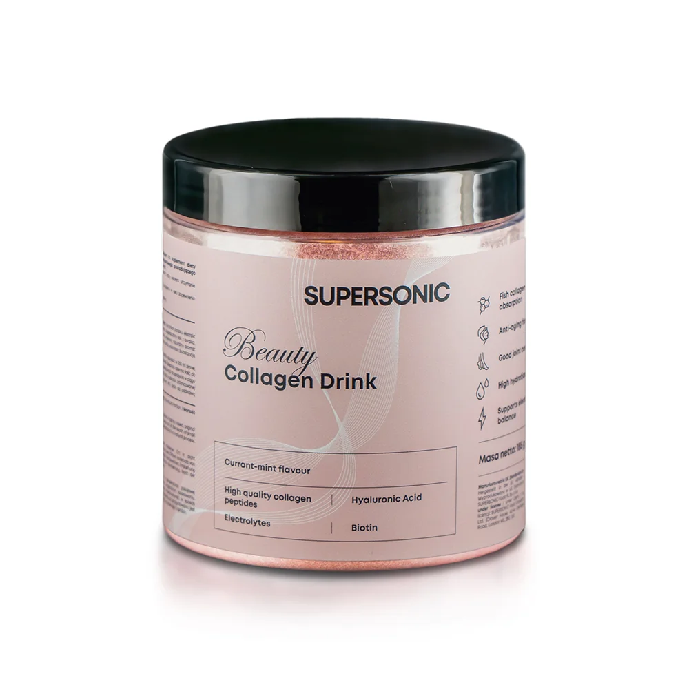 Supersonic Collagen Beauty Drink kolagen w proszku, smak porzeczka-mięta, 185 g 