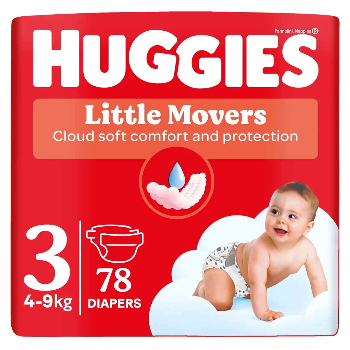 Huggies Little Movers pieluszki rozmiar 3 (4-9 kg), 78 szt.