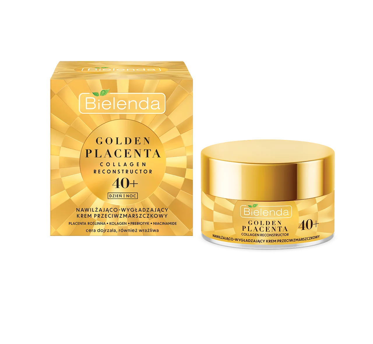 Bielenda Golden Placenta Collagen Reconstructor, nawilżająco-wygładzający krem przeciwzmarszczkowy 40+, 50 ml