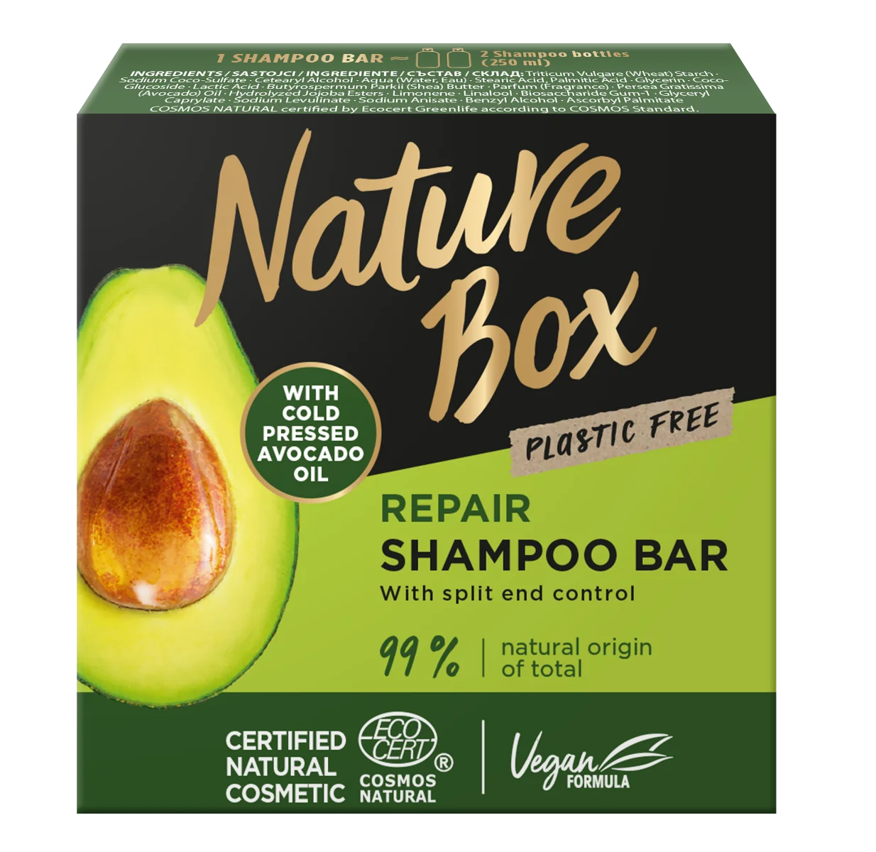 Nature Box Repair szampon do włosów w kostce Awokado, 85 g