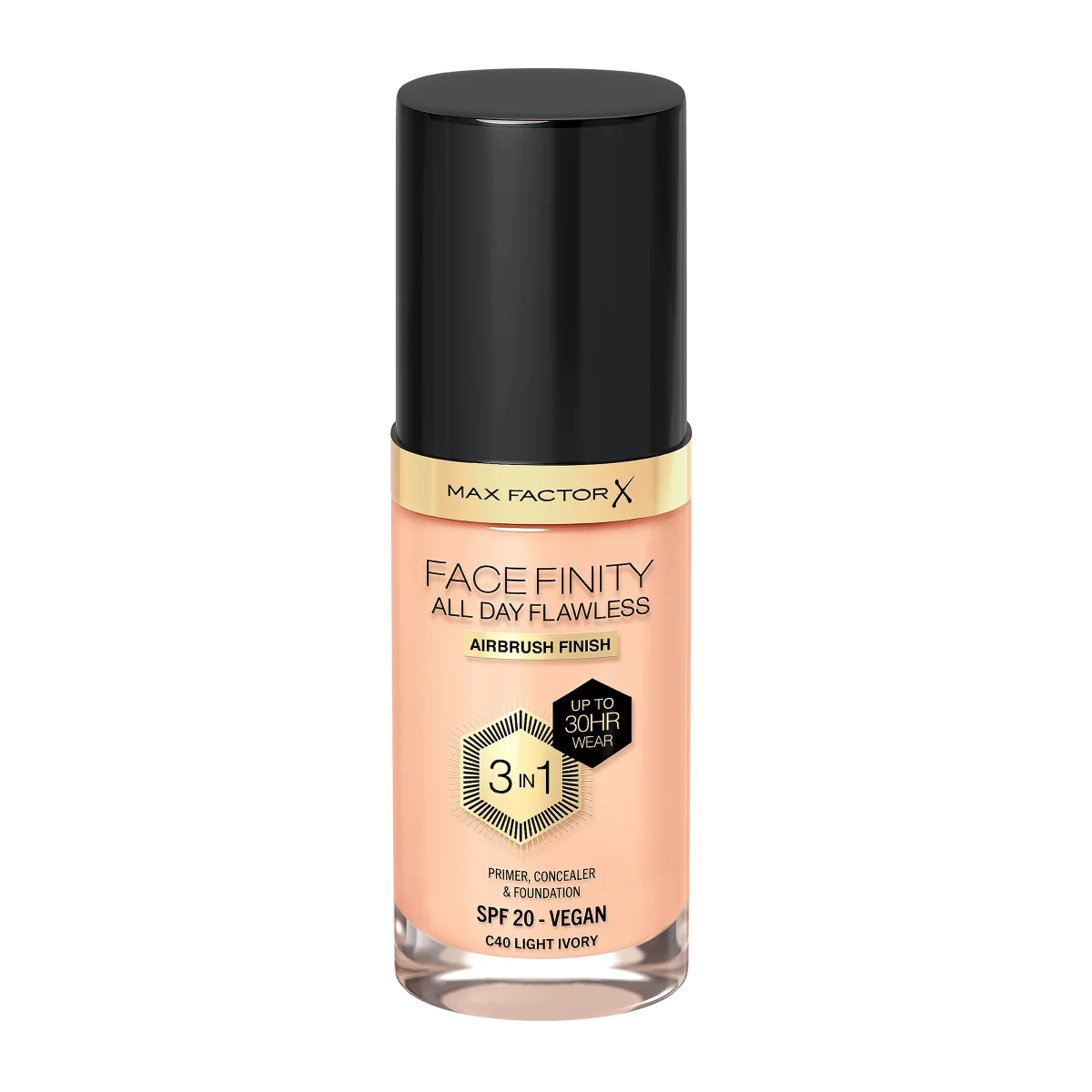 Max Factor Facefinity All Day Flawless 3in1 Kryjący podkład w płynie z filtrem SPF 20 nr C40 Light Ivory, 30 ml