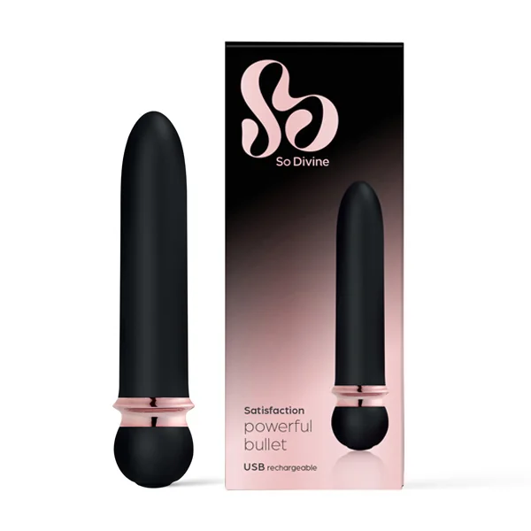 So Divine Satisfaction Rechargeable Bullet wibrator pociskowy czarny, 1 szt.