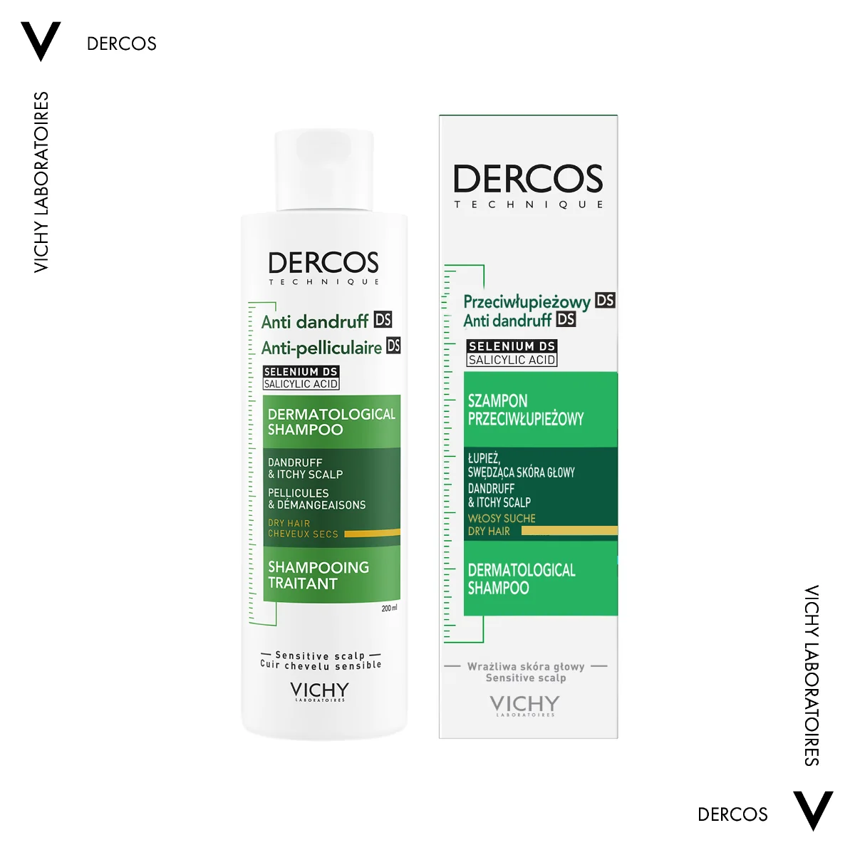 Vichy Dercos, szampon przeciwłupieżowy do włosów suchych, 200 ml