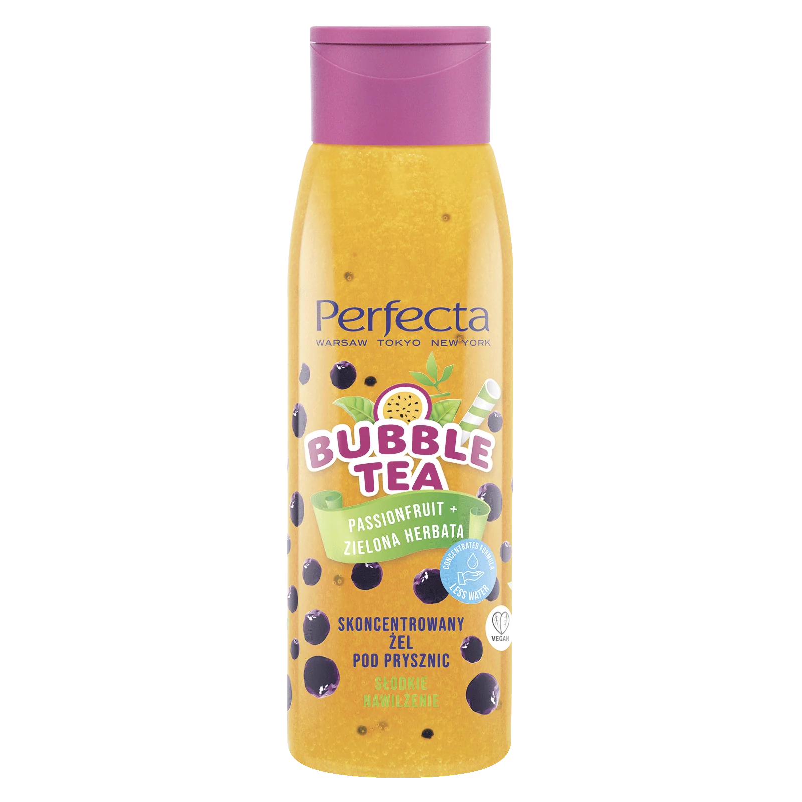 Perfecta Bubble Tea Passionfruit + Zielona Herbata skoncentrowany żel pod prysznic, 400 ml