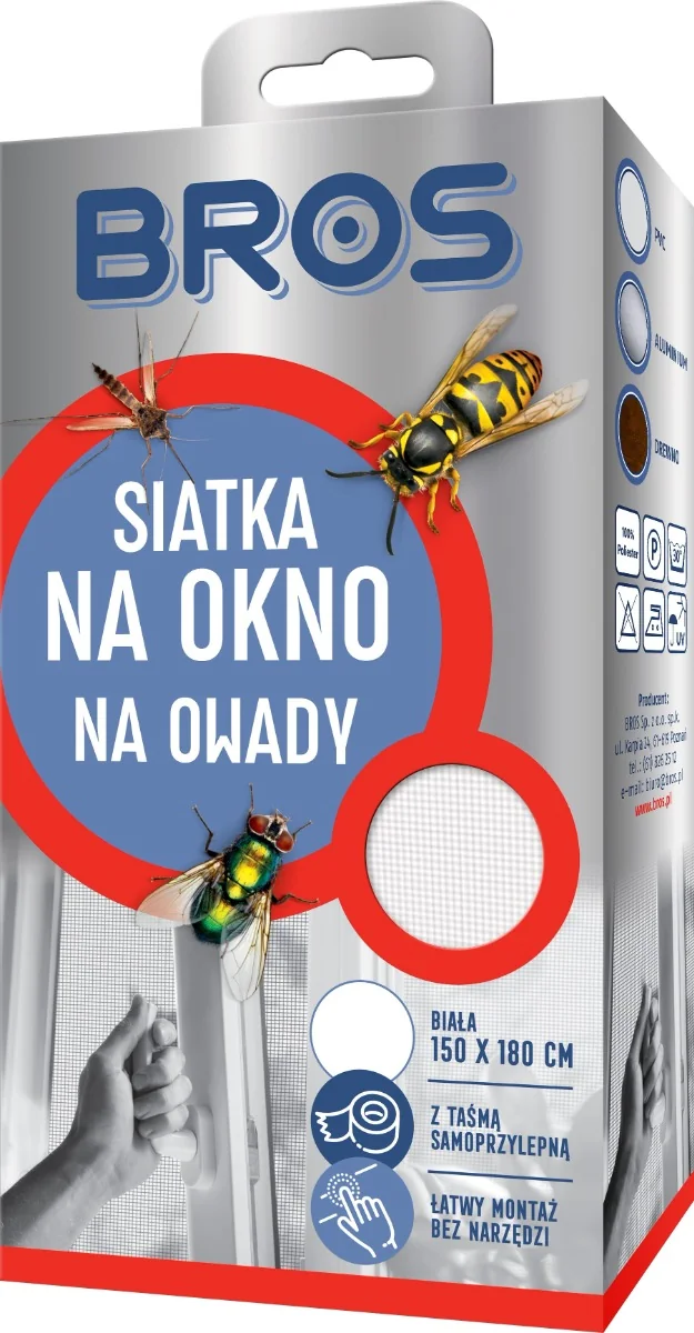 BROS Siatka na okno przeciw owadom biała 150 x 180 cm, 1 szt.