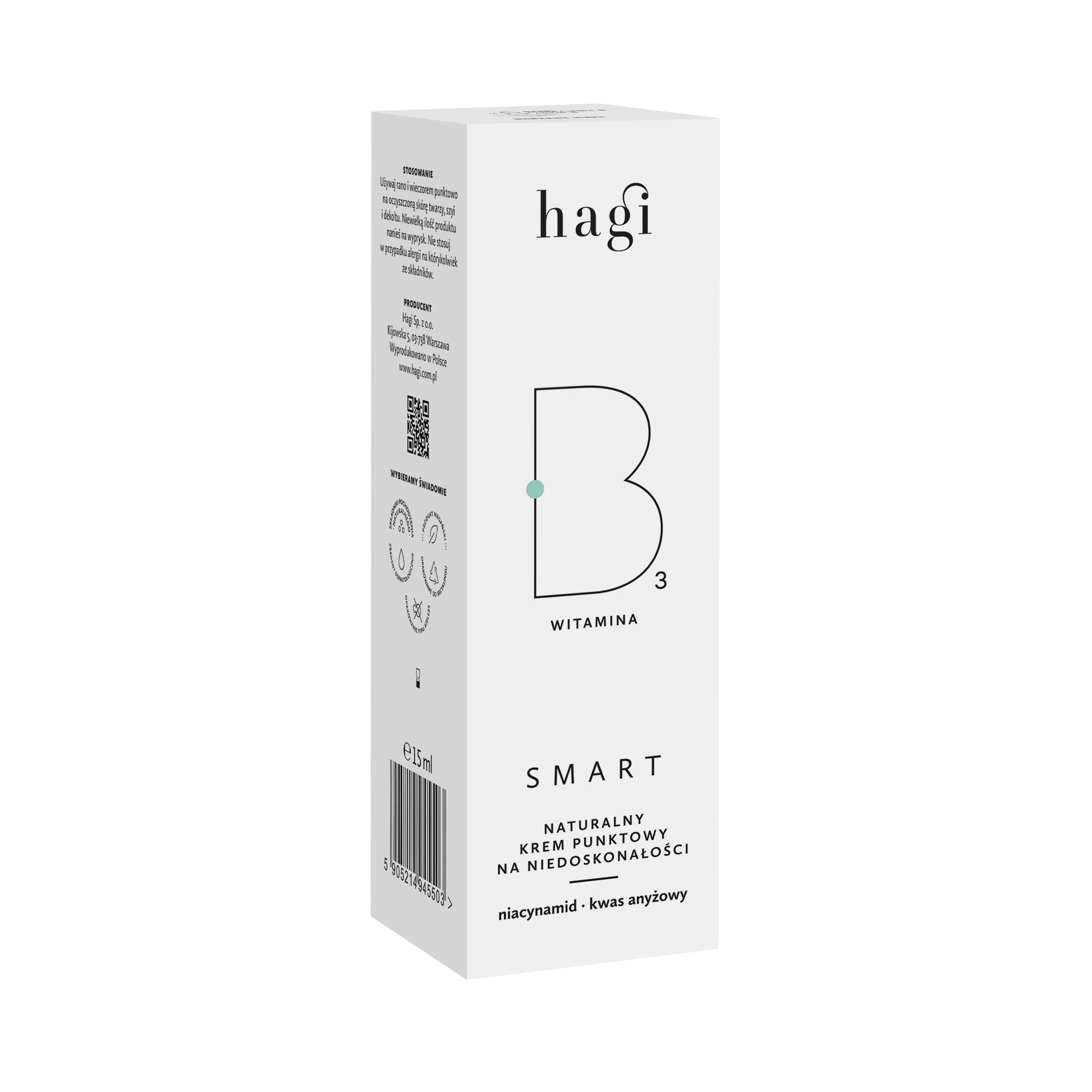 Hagi Smart B krem punktowy na niedoskonałości, 15 ml 