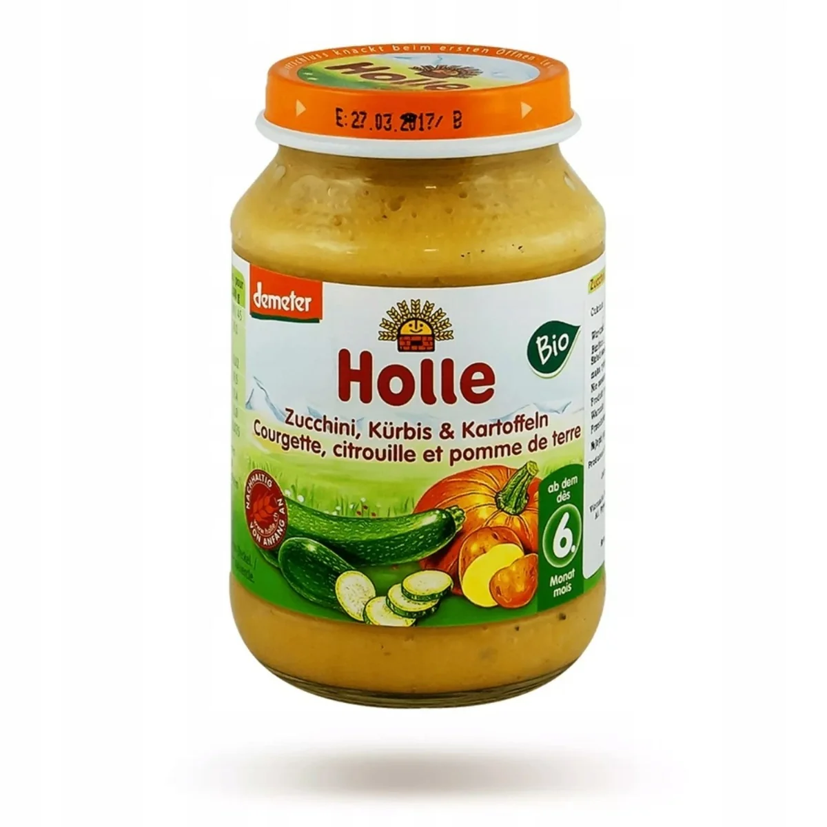 Holle Baby Food Bio, Holle Cukinia + Dynia + Ziemniak obiadek dla dzieci, 190 g