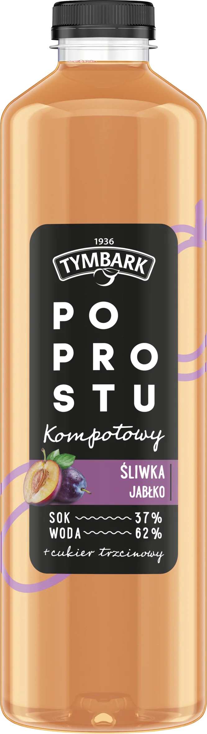 Tymbark Po Prostu Kompotowy napój, śliwka, jabłko, 1250 ml