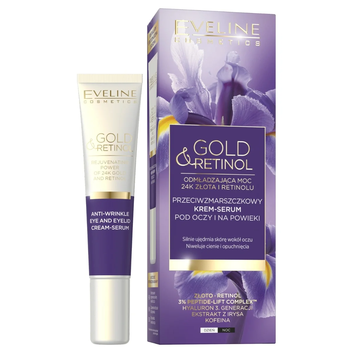 Eveline Cosmetics GOLD&RETINOL, krem-serum pod oczy i na powieki, 20 ml