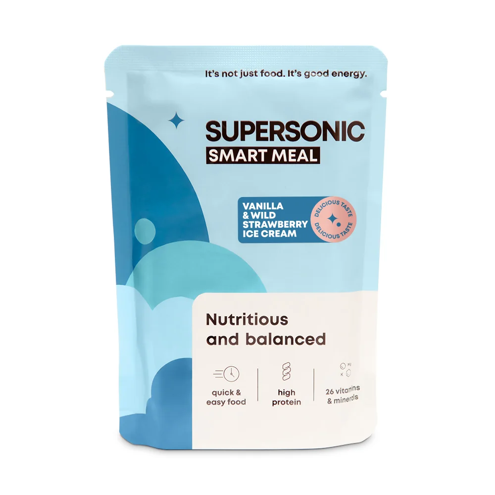 Supersonic Smart Meal pełnowartościowy posiłek o smaku lodów waniliowych z dziką truskawką, 1 porcja, 100 g