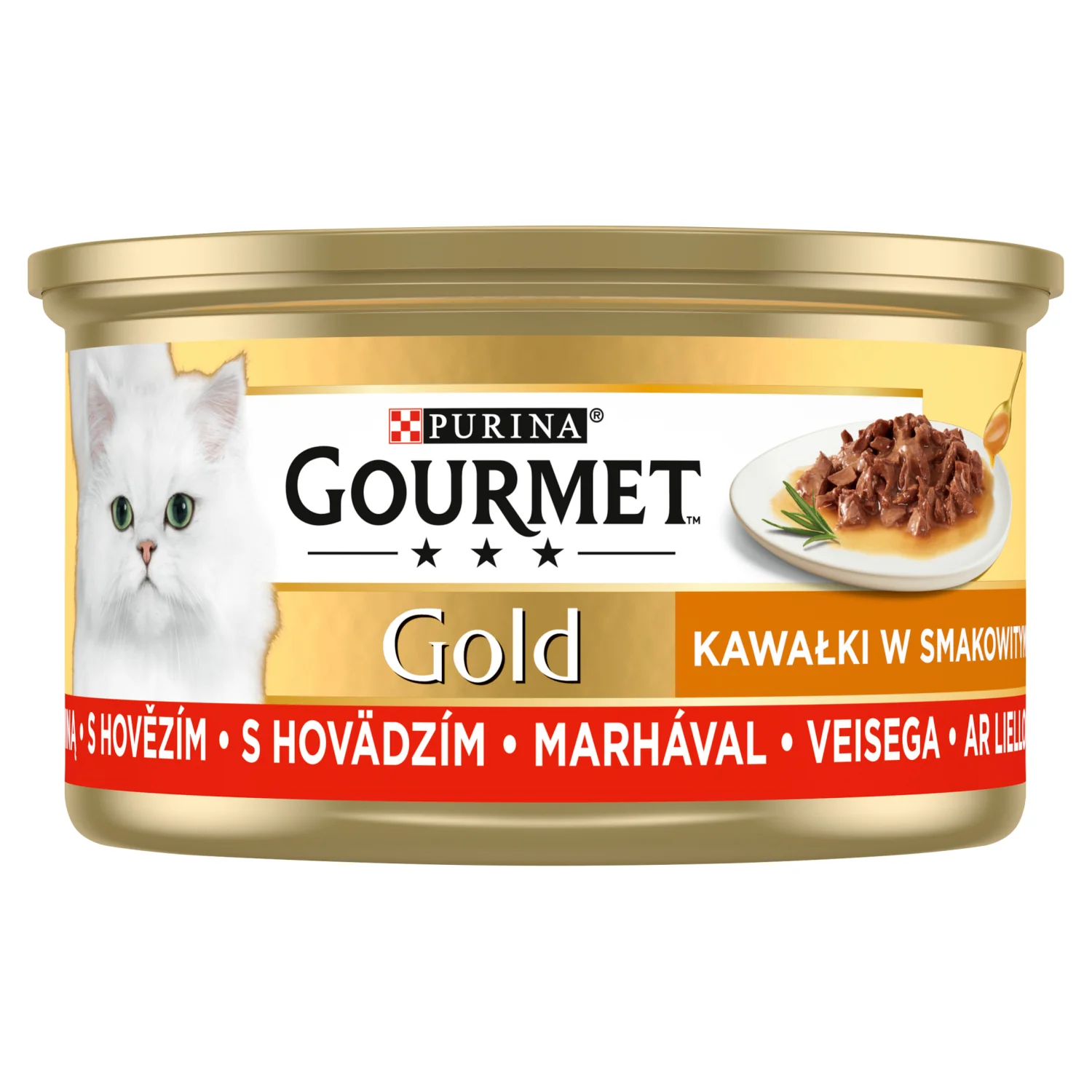 GOURMET Gold Sauce Delights karma z wołowiną w sosie dla kotów, 85 g