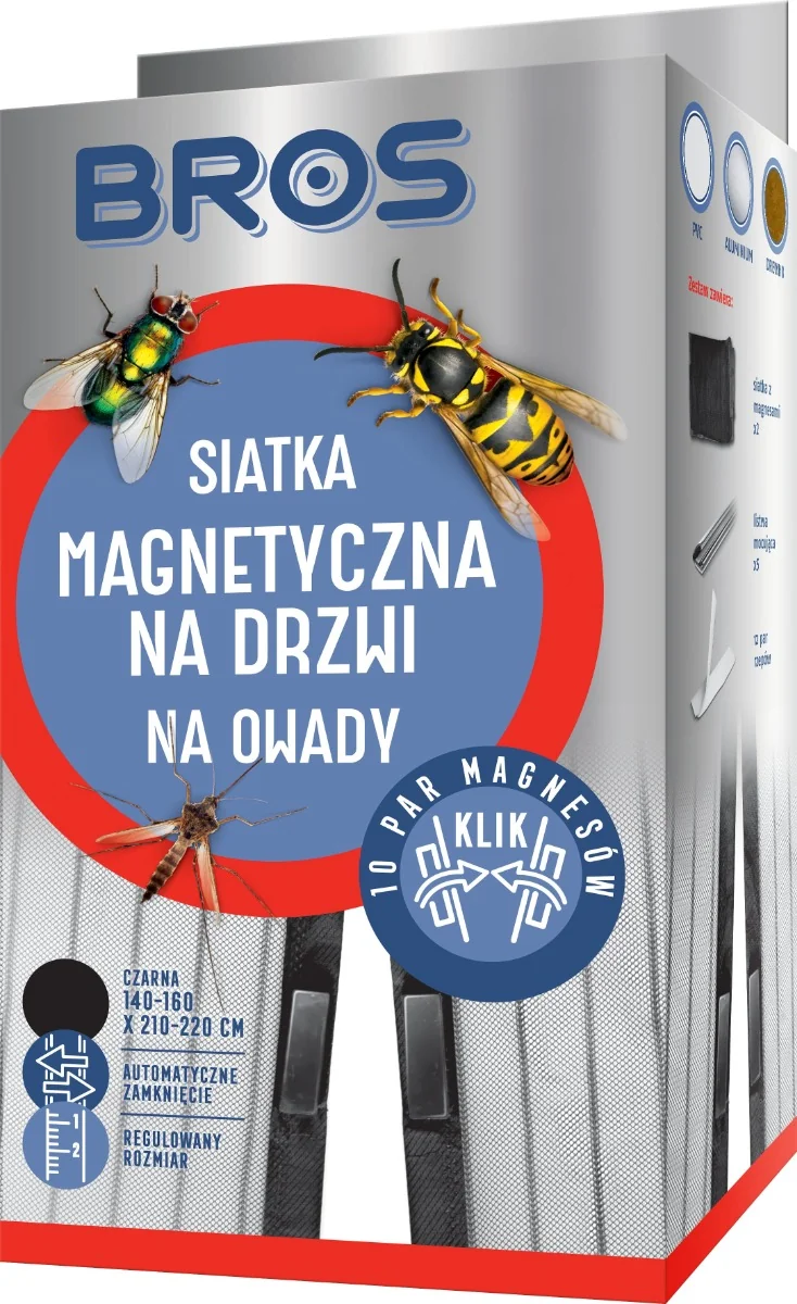 BROS Siatka na drzwi magnetyczna czarna 160 x 220 cm, 1 szt.