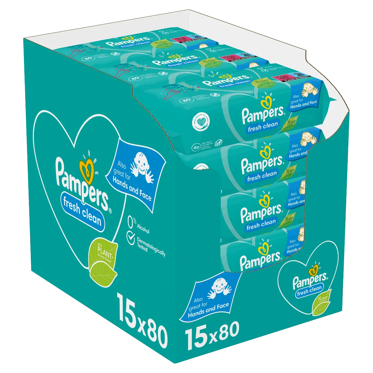 Pampers Fresh Clean chusteczki nawilżane, 15 x 80 szt.