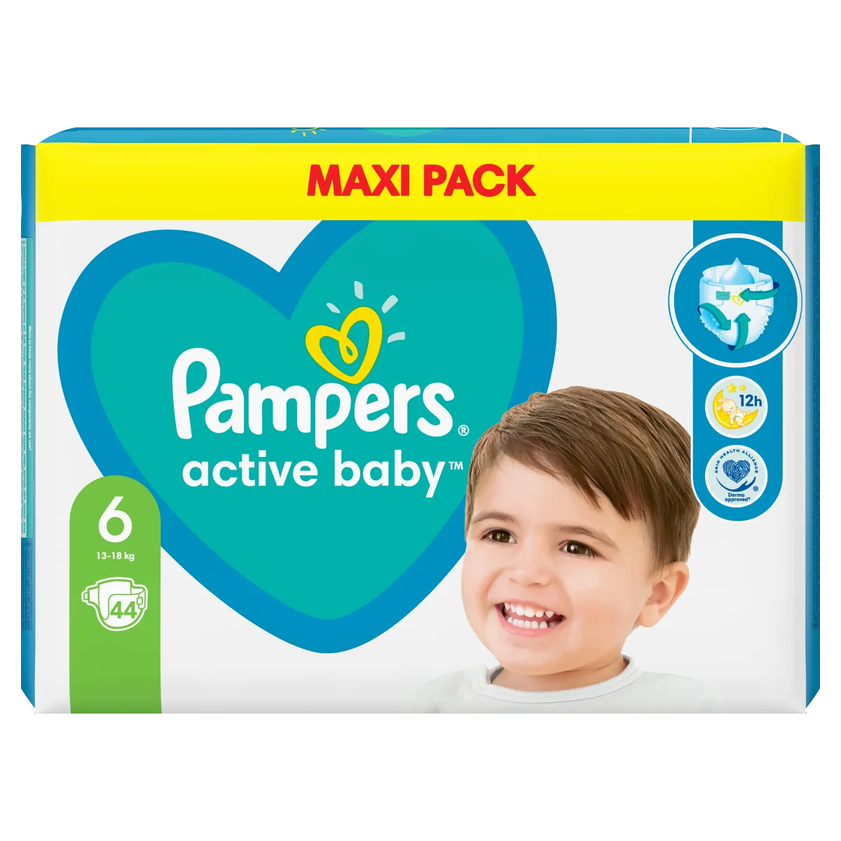 Pampers Active Baby, pieluchy rozmiar 6, 13-18 kg, 44 sztuki