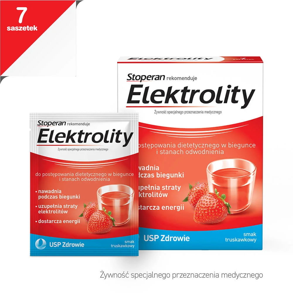 Elektrolity USP Zdrowie, smak truskawkowy, 7 saszetek