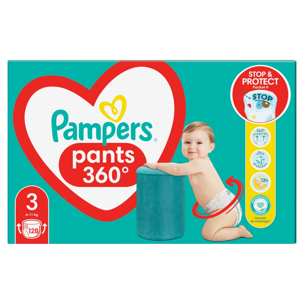 Pampers Pants 3 ( 6kg-11kg), pieluchomajtki, 128 sztuk