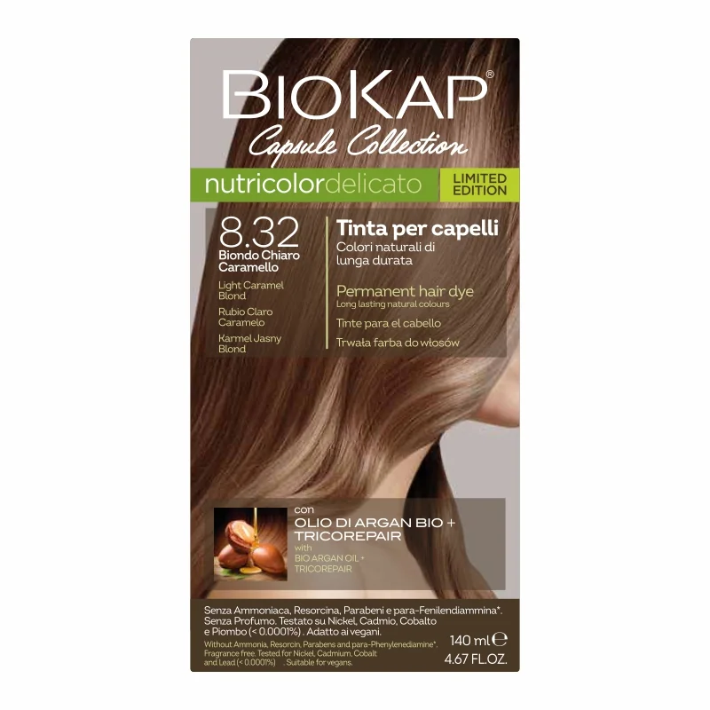 Biokap Delicato farba do włosów 8.32 Karmel Jasny Blond, 140 ml